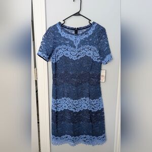 Blue Lace Sheath Dress, Size 10, NWT